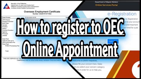 poea online services oec appointment|How to Book OEC Appointment Online .